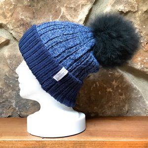 baby Alpaca beanie with suri Alpaca fur pom pom